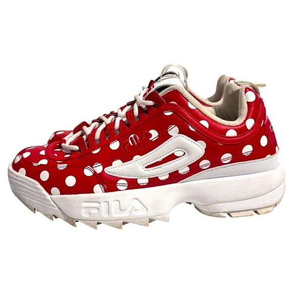 FILA Disruptor 2 PRM Repeat Red White Polka Dot Ladies size 10 - Picture 3 of 5